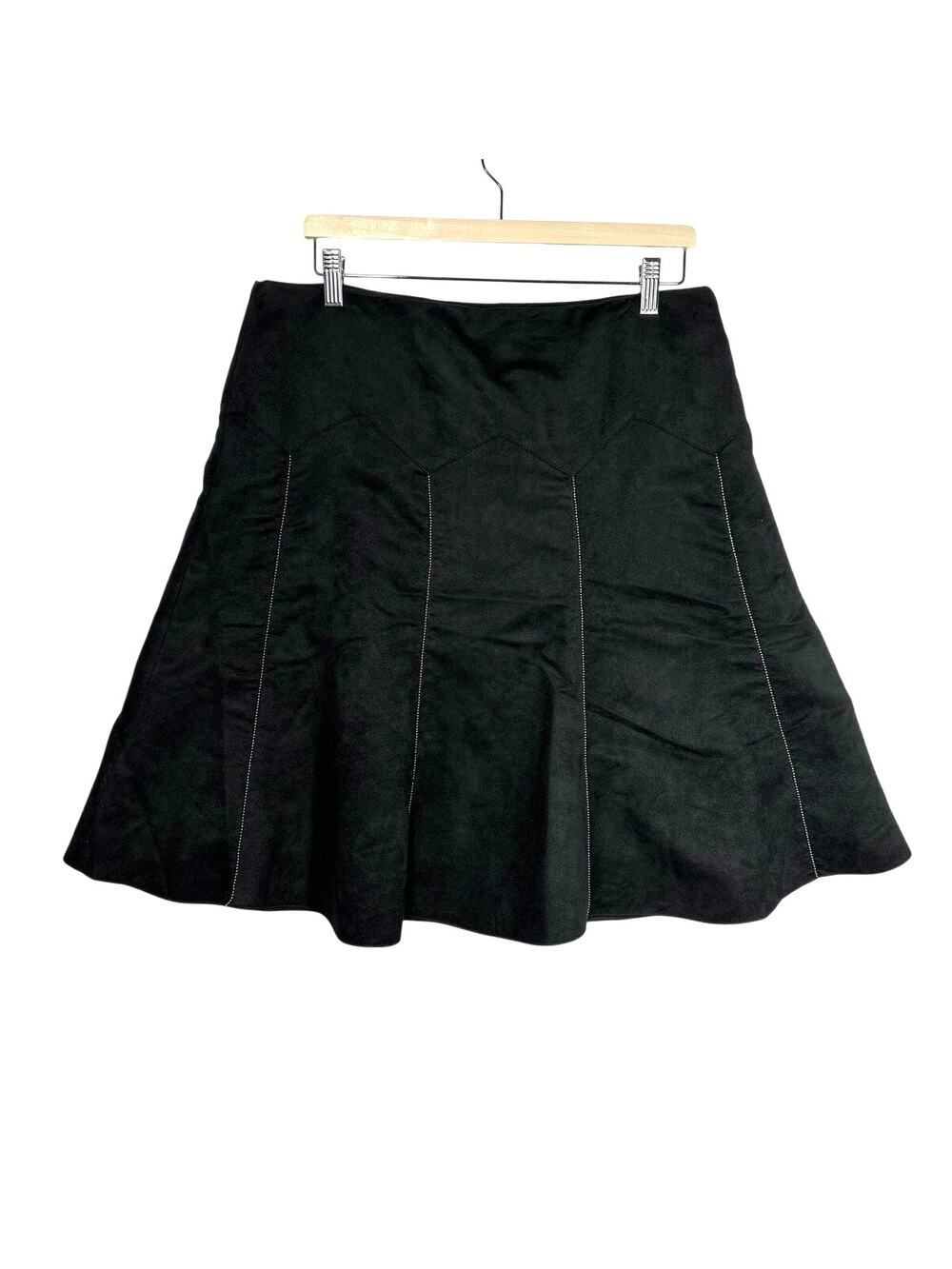 English Laundry Faux Suede Skater Skirt Beaded Knee Length Black A-Line Sz L